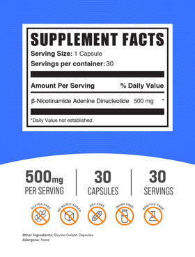 BulkSupplements NAD Capsules 500mg avec étiquette