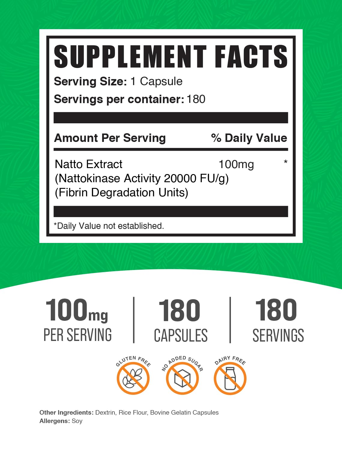 BulkSupplements Nattokinase 2000 FU capsules étiquette et dosage