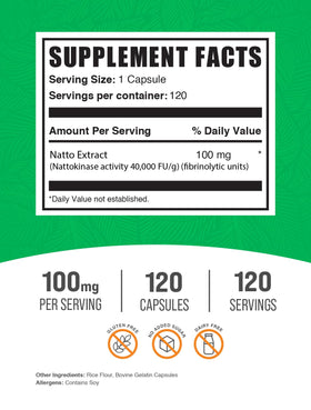 BulkSupplements Nattokinase 4000 FU capsules 100mg détail du produit