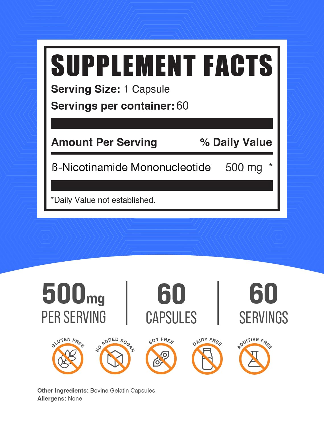 BulkSupplements NMN Capsules 500mg vue latérale