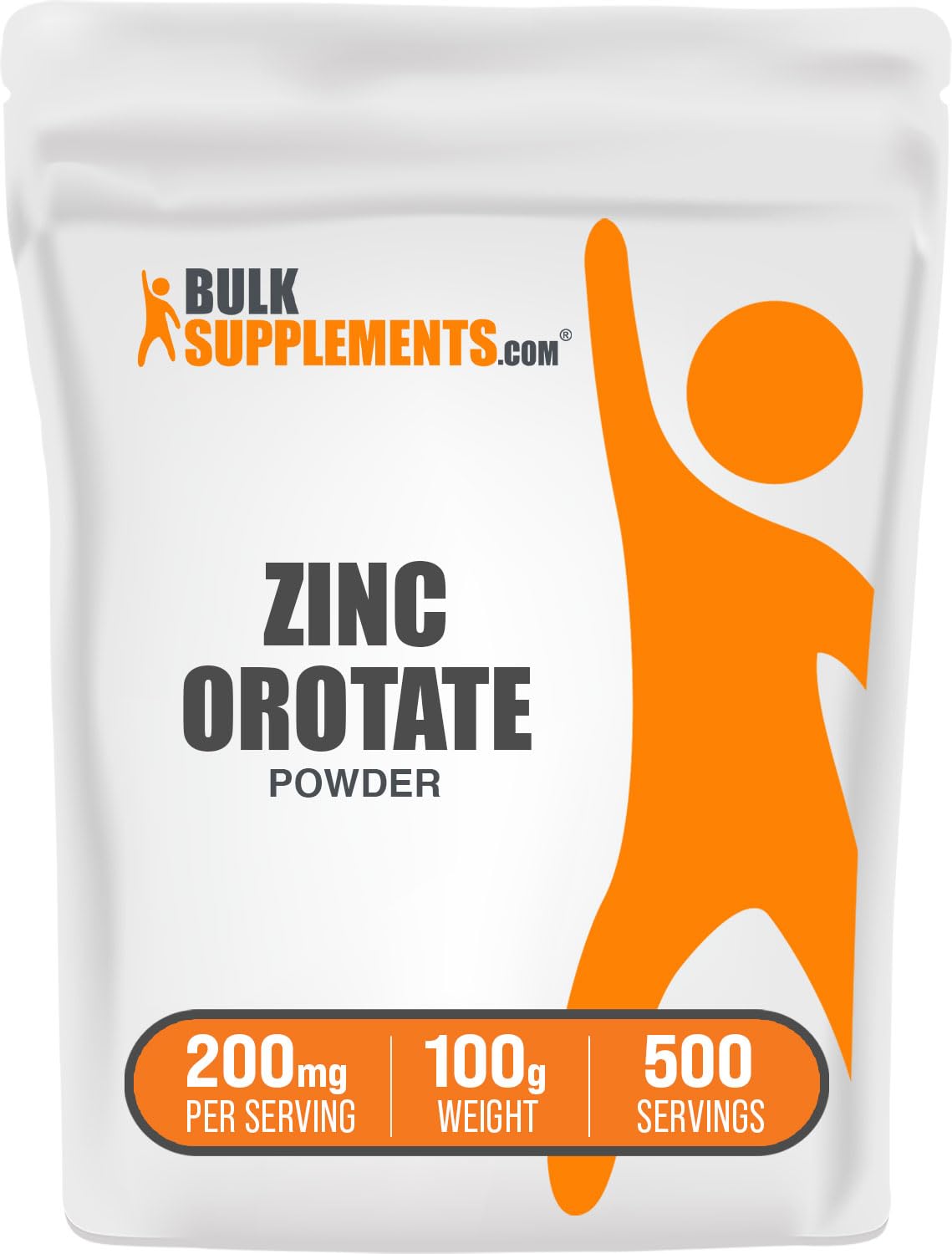 BulkSupplements Orotate de Zinc en Poudre 100g, emballage avant