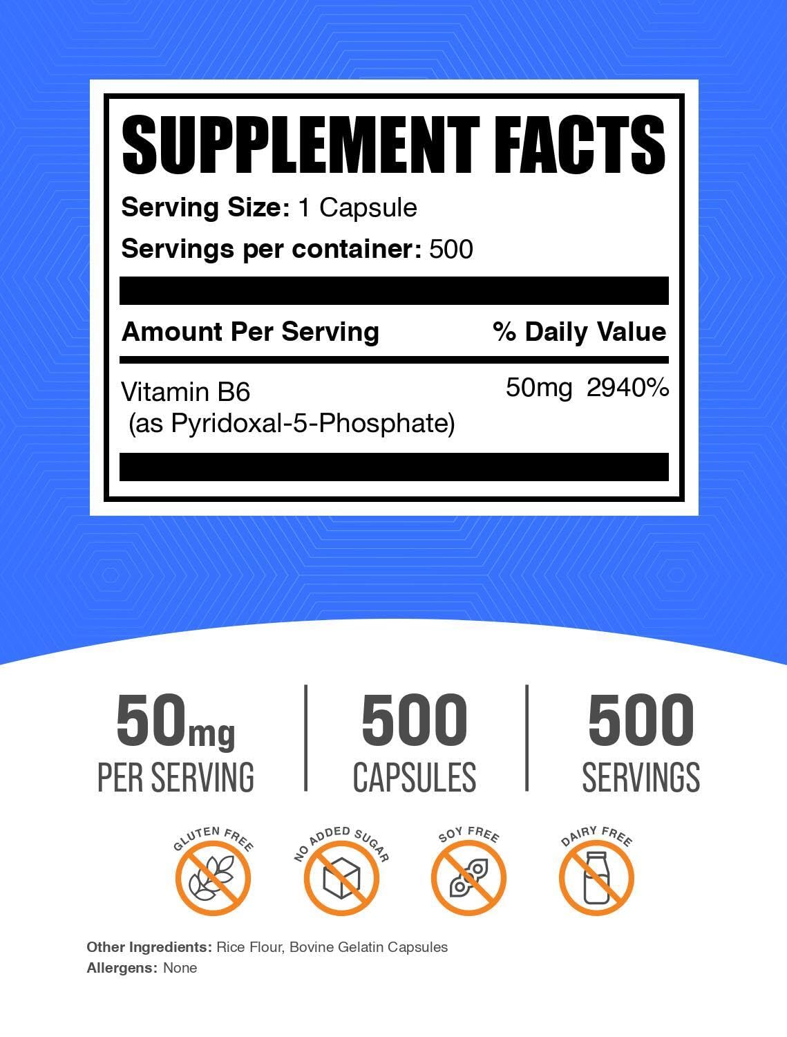 BulkSupplements P5P 50mg capsules side view