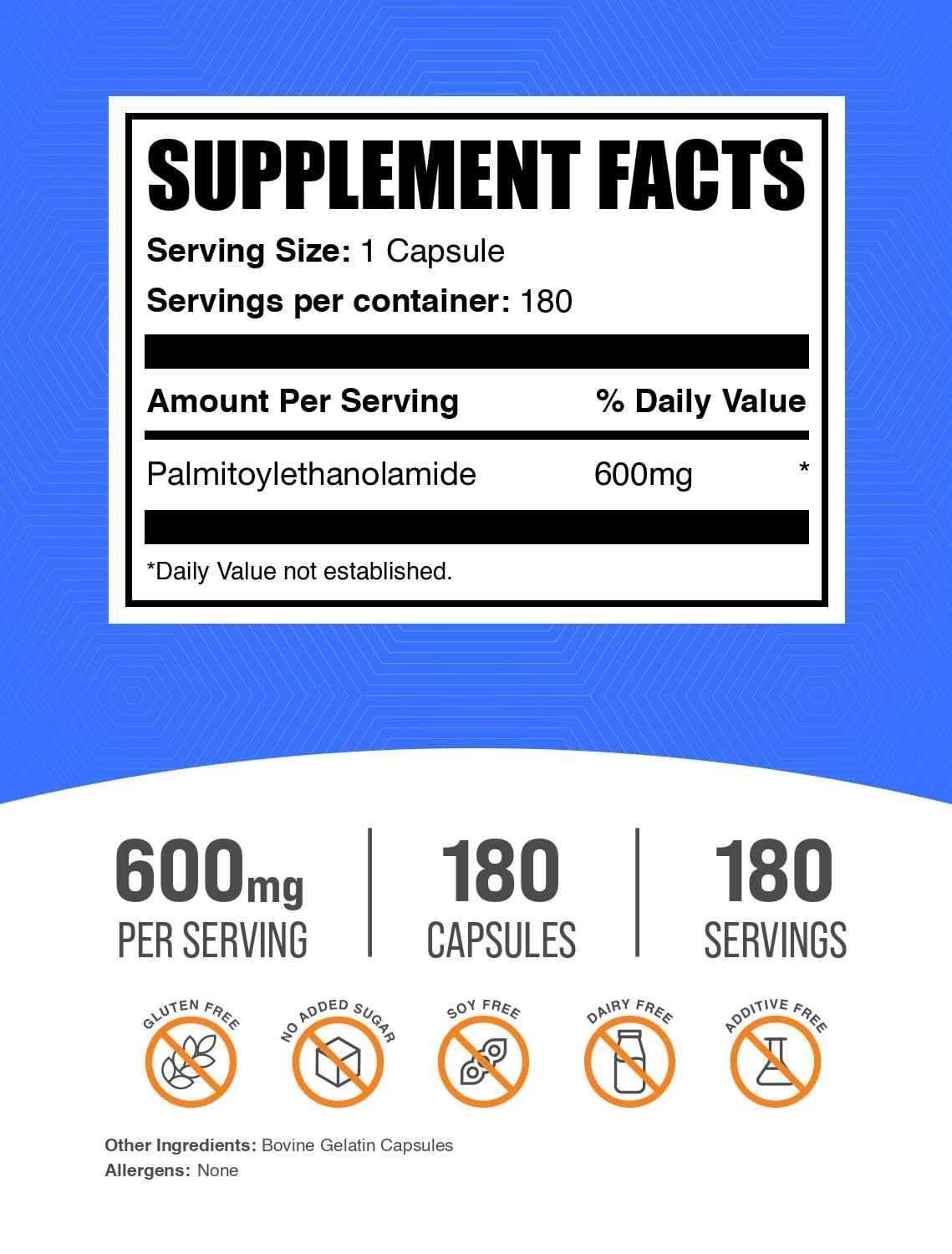 BulkSupplements Palmitoylethanolamide 600mg capsules packaging