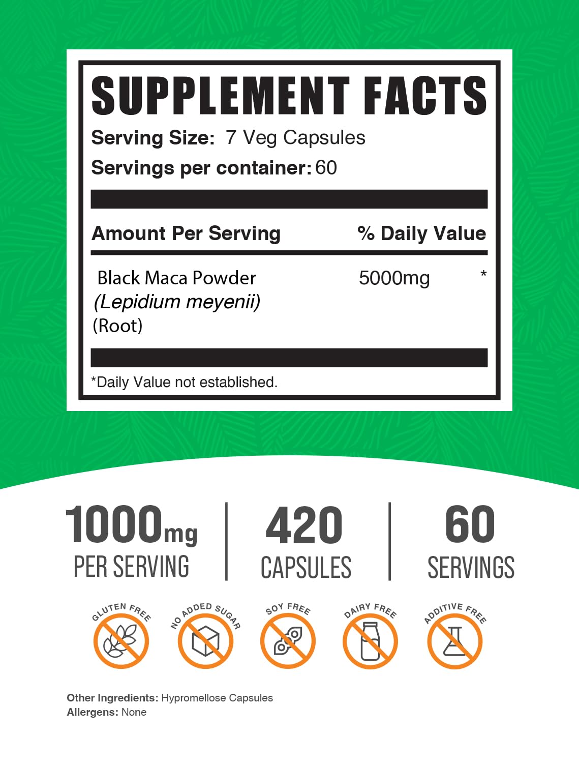 BulkSupplements paquet de capsules de racine de maca noire