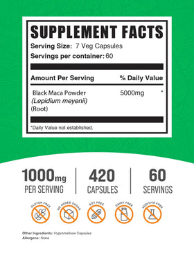 BulkSupplements paquet de capsules de racine de maca noire