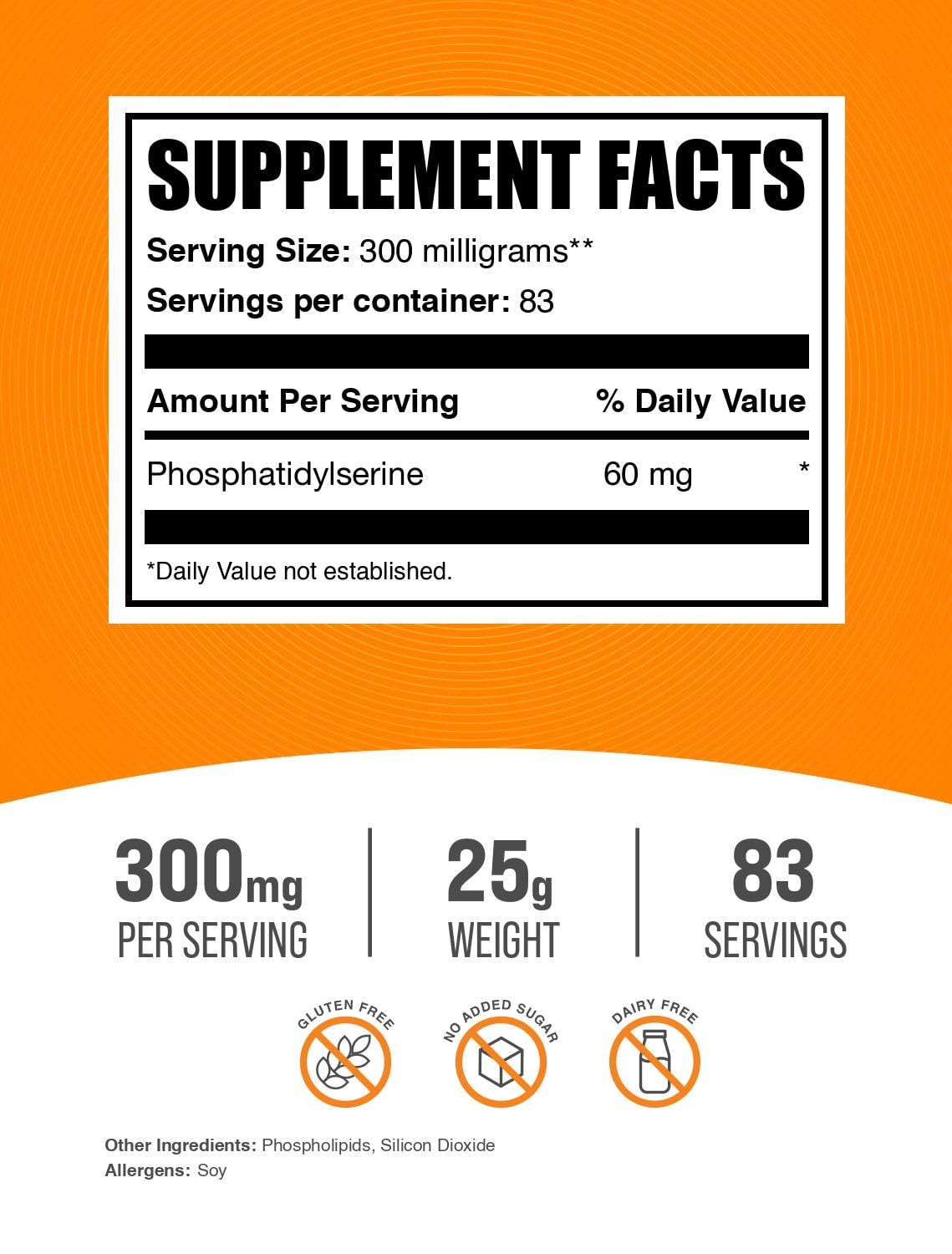 BulkSupplements Phosphatidylserine Poudre 40g - vue arrière