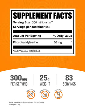 BulkSupplements Phosphatidylserine Poudre 40g - vue arrière