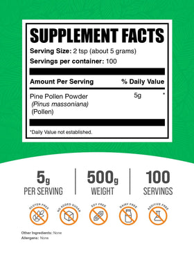 BulkSupplements Pollen de Pin en Poudre 500g - emballage