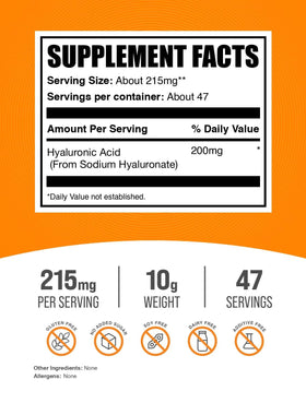 BulkSupplements Poudre d'Acide Hyaluronique 215mg en utilisation dans un smoothie