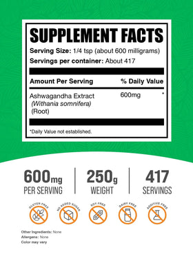 BulkSupplements Poudre d'ashwagandha 600mg avec mesure