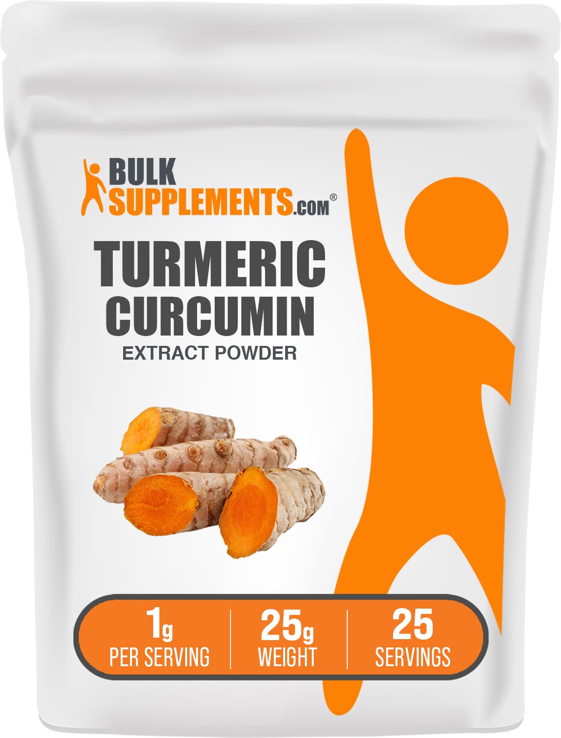 BulkSupplements Poudre d'Extrait de Curcuma 25g, vue de face