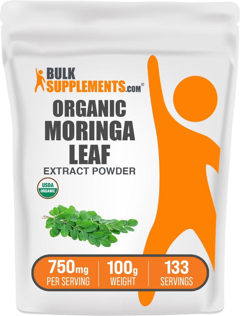 BulkSupplements Poudre d'Extrait de Moringa Bio 100g vue avant