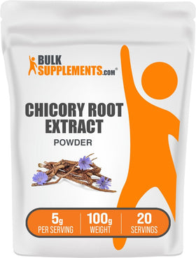 BulkSupplements Poudre d'Extrait de Racine de Chicorée 100g, emballage avant