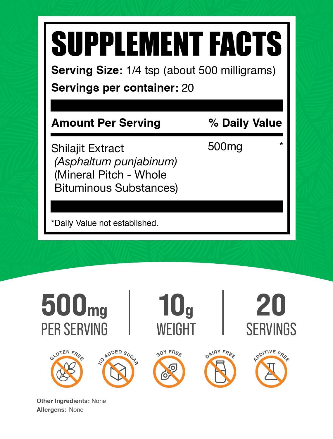 BulkSupplements Poudre d'Extrait de Shilajit emballage