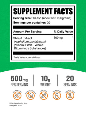 BulkSupplements Poudre d'Extrait de Shilajit emballage