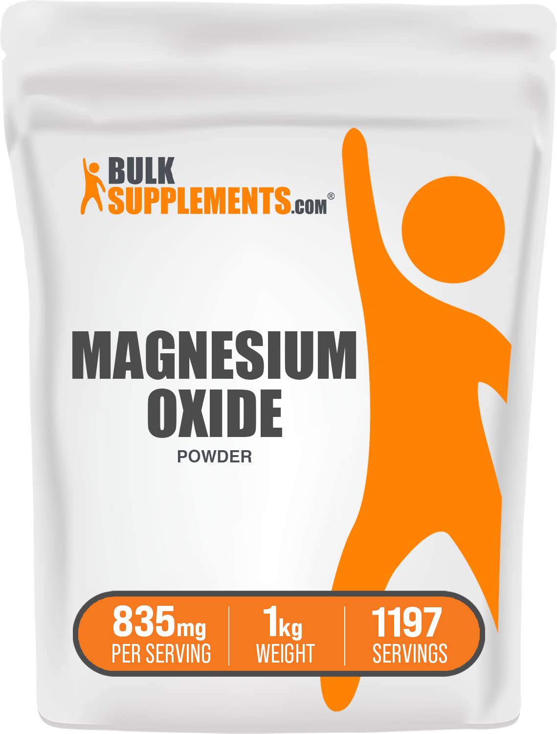 BulkSupplements Poudre d'Oxyde de Magnésium 1kg, emballage avant