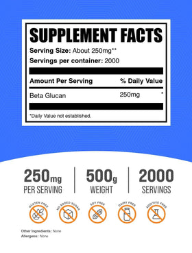 BulkSupplements Poudre de Beta Glucane 250 mg format poudre