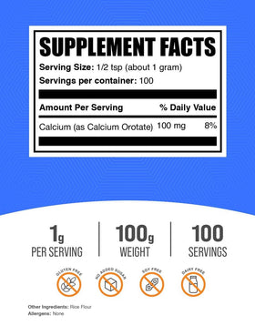 BulkSupplements Poudre de Calcium Orotate 100g packaging