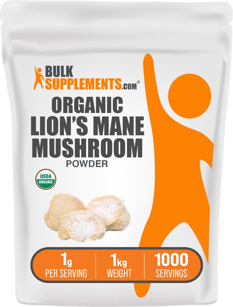 BulkSupplements Poudre de Champignon Lion's Mane Bio 1kg - vue de face
