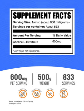 BulkSupplements Poudre de Choline Bitartrate 600mg en utilisation dans un smoothie