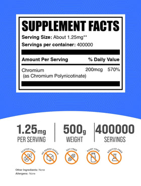 BulkSupplements Poudre de Chrome GTF 500g vue de côté
