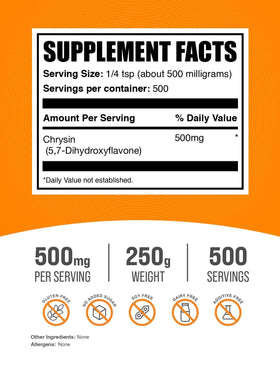 BulkSupplements Poudre de Chrysin 500mg vue arrière