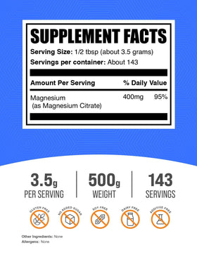 BulkSupplements Poudre de Citrate de Magnésium 500g - détail de la poudre