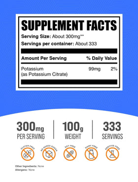BulkSupplements Poudre de Citrate de Potassium 100g vue arrière