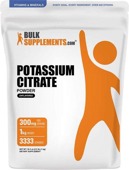 BulkSupplements Poudre de Citrate de Potassium 1kg vue de face