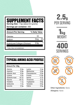 BulkSupplements Poudre de Collagène de Poulet 1kg vue arrière