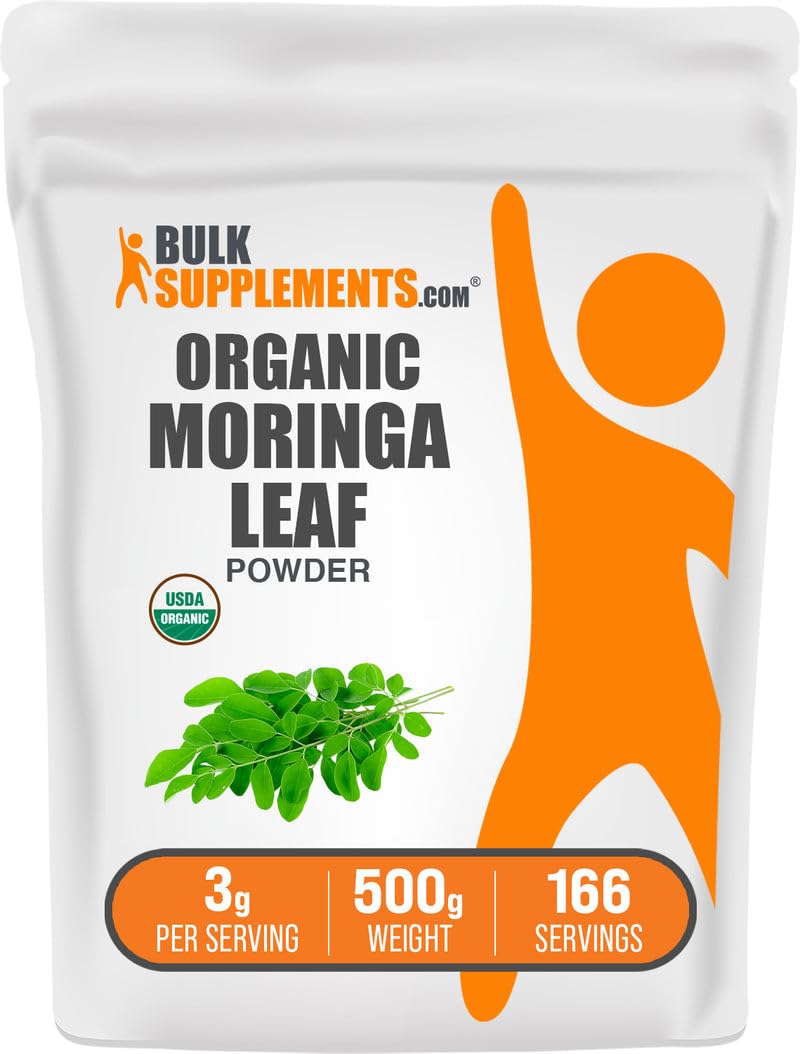 BulkSupplements Poudre de Feuille de Moringa Bio 500g vue avant