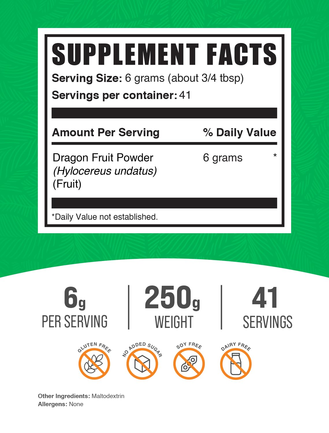 BulkSupplements Poudre de Fruit du Dragon 250g en cuillère