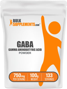 BulkSupplements poudre de GABA 750mg 100g sachet avant