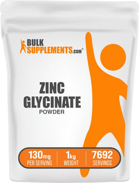 BulkSupplements Poudre de Glycinate de Zinc 1kg vue avant