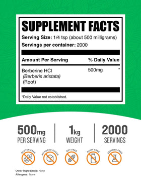 BulkSupplements Poudre de HCl de Berbérine 500mg dosage