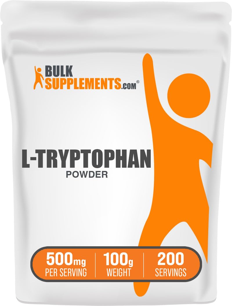 BulkSupplements Poudre de L-Tryptophane 500mg 100g vue de face