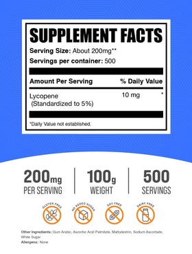 BulkSupplements Poudre de Lycopène 100g vue arrière