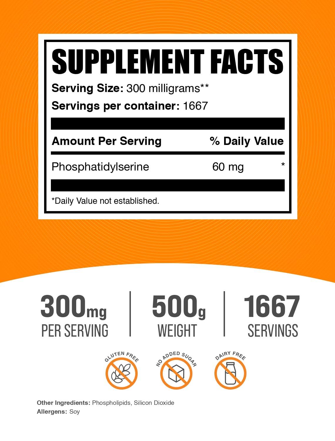 BulkSupplements Poudre de Phosphatidylsérine 500g emballage
