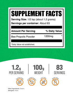 BulkSupplements Poudre de Propolis d'Abeille 120g emballage