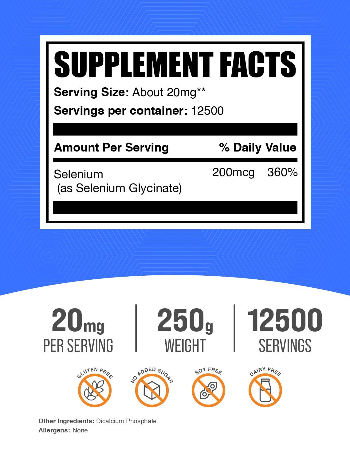 BulkSupplements Poudre de Sélénium Glycinate 200mcg, mesure de la poudre