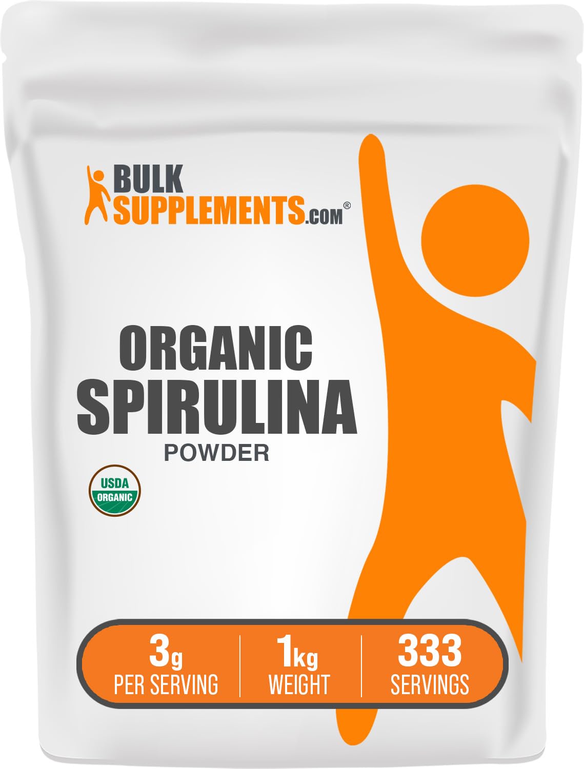 BulkSupplements Poudre de Spiruline Bio 1kg - vue de face