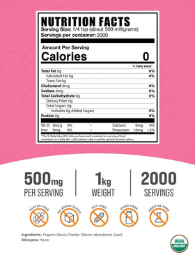 BulkSupplements Poudre de Stévia Bio 1kg emballage
