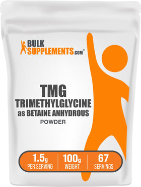 BulkSupplements Poudre de TMG 100g vue de devant avec étiquette