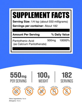 BulkSupplements Poudre de Vitamine B5 100g - vue latérale