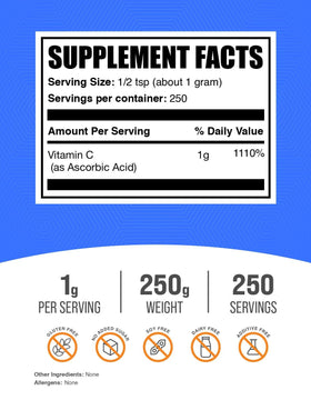 BulkSupplements Poudre de Vitamine C 250g emballage