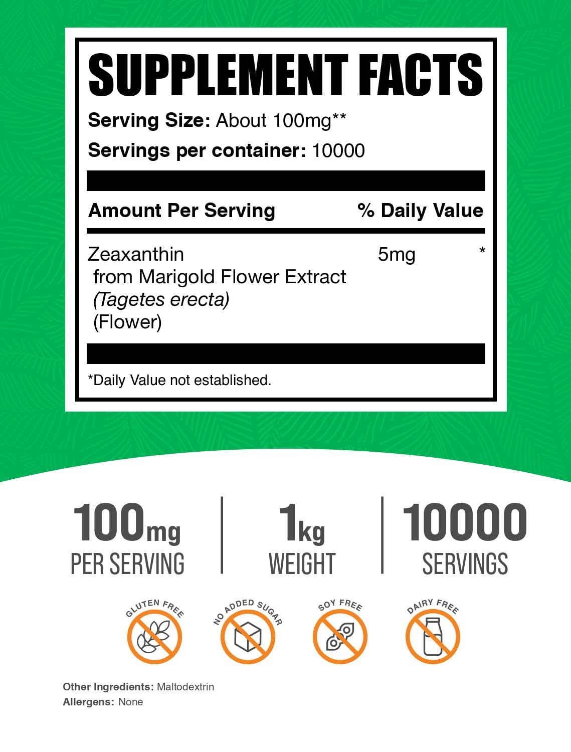 BulkSupplements Poudre de Zeaxanthine 1000g en préparation de smoothie