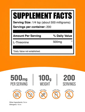 BulkSupplements Poudre L-Thréonine 500mg vue arrière
