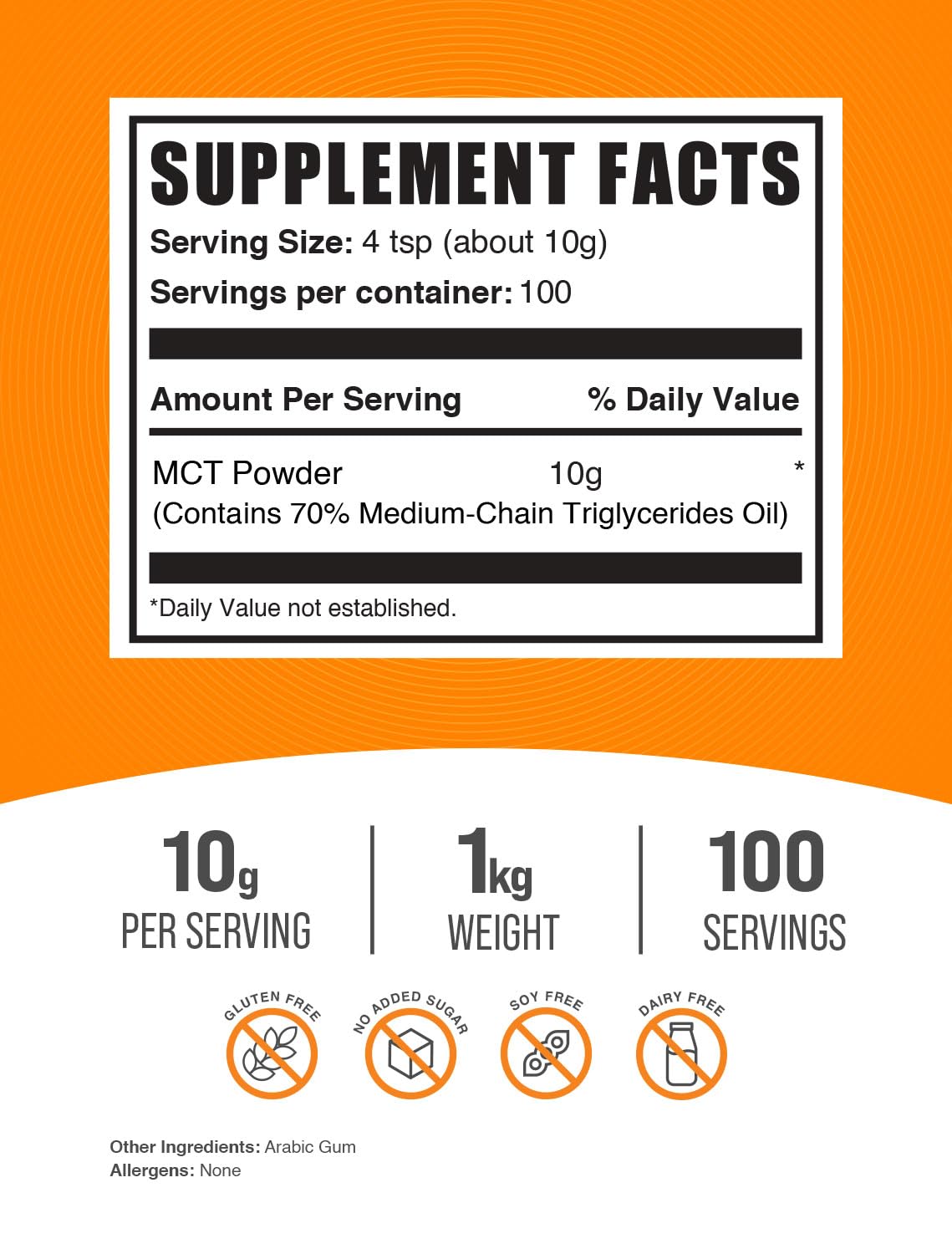 BulkSupplements Poudre MCT 10g par portion