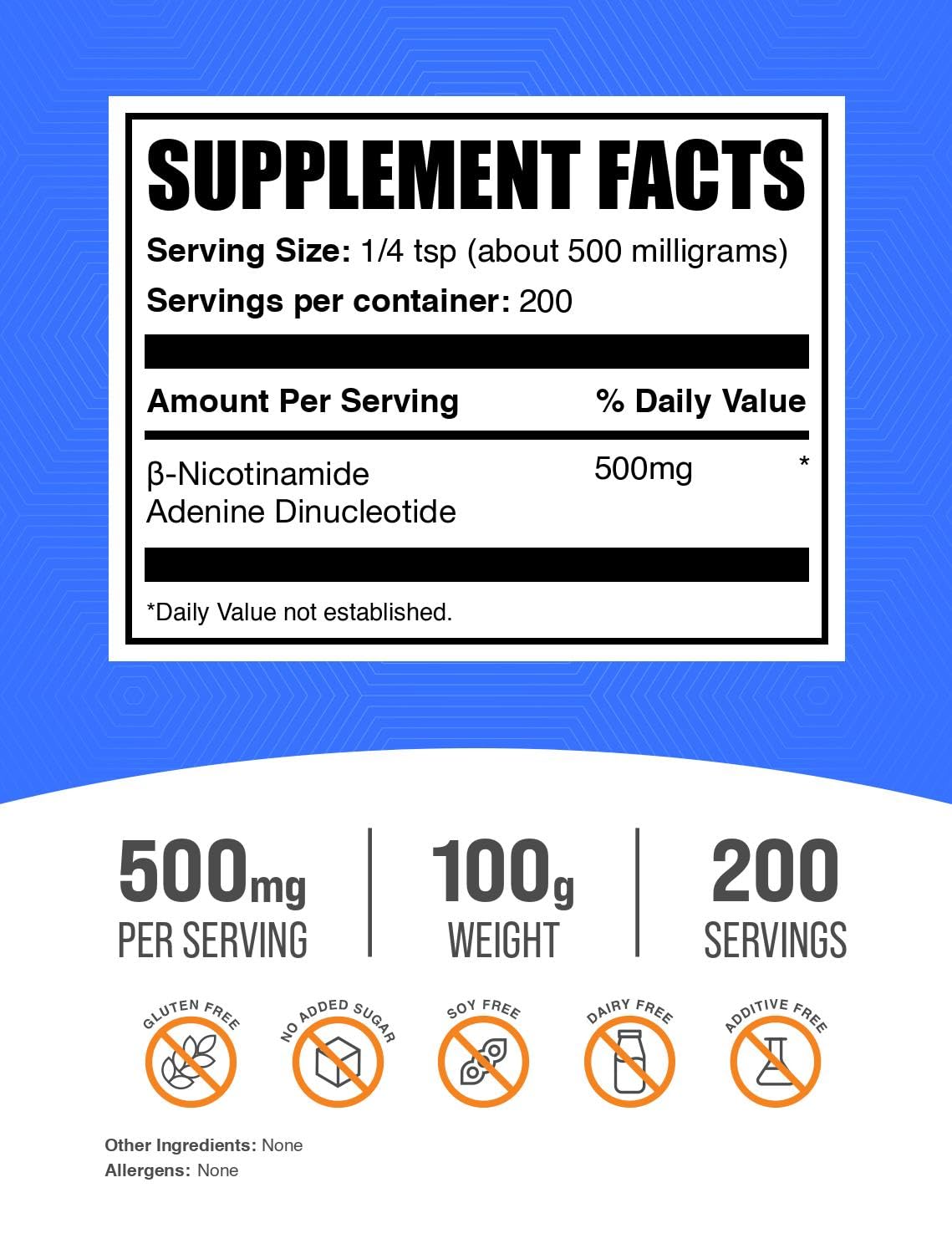 BulkSupplements Poudre NAD 500mg vue de côté