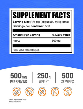 BulkSupplements Poudre PABA 500mg 250g emballage